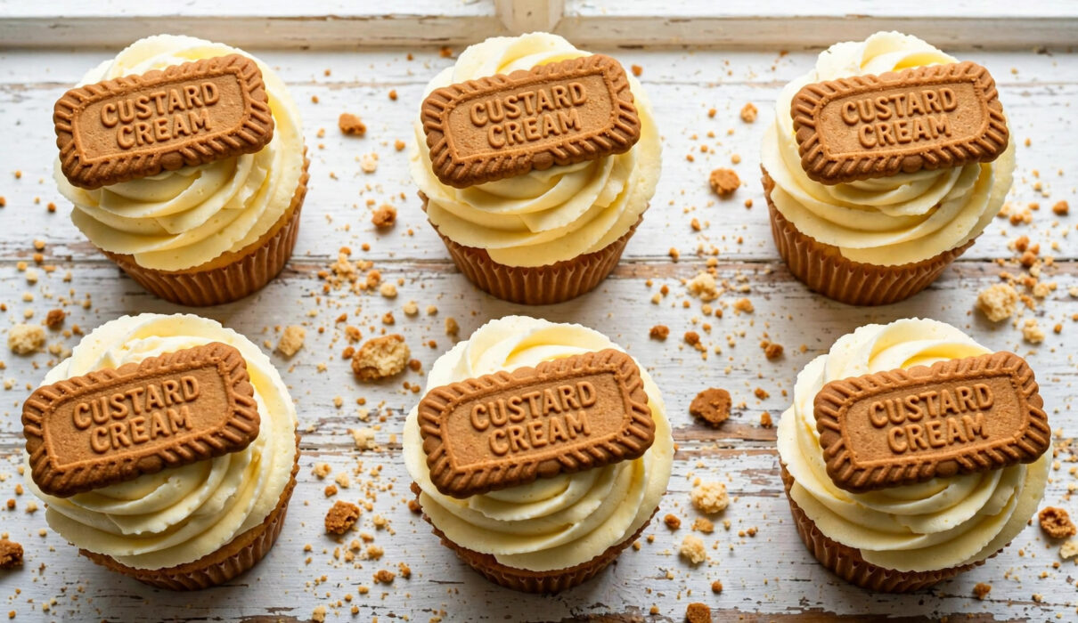 Custard Cream Cupcakes recipe ingredients with custard powder