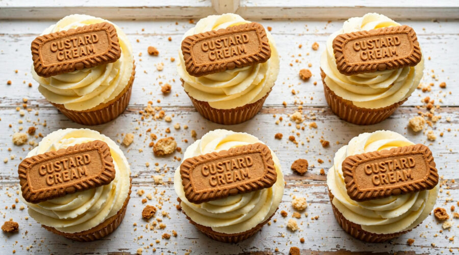 Custard Cream Cupcakes recipe ingredients with custard powder