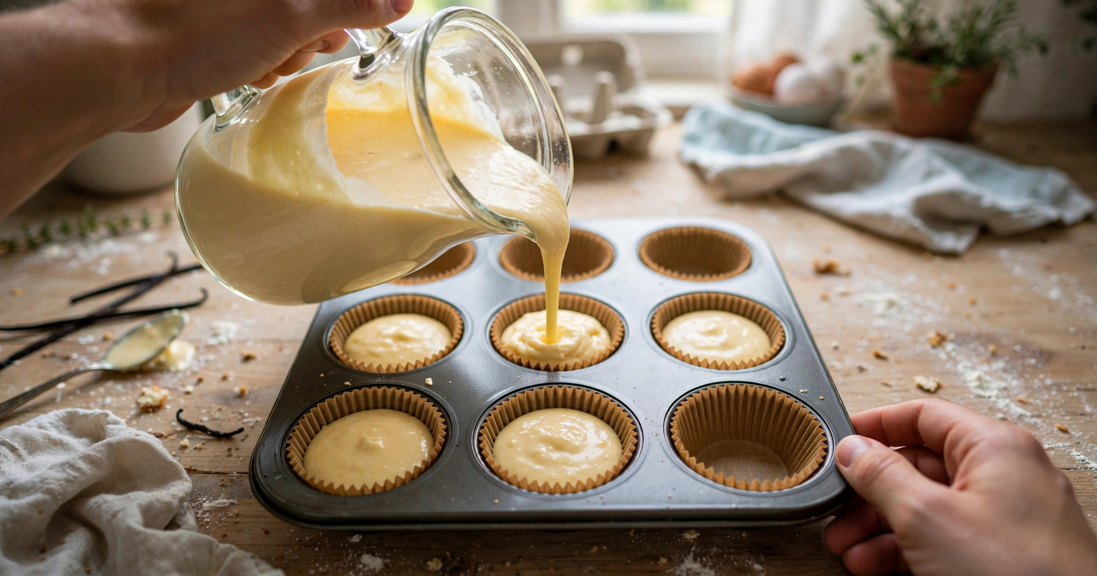 Easy Custard Cream Cupcakes filling liners 2/3