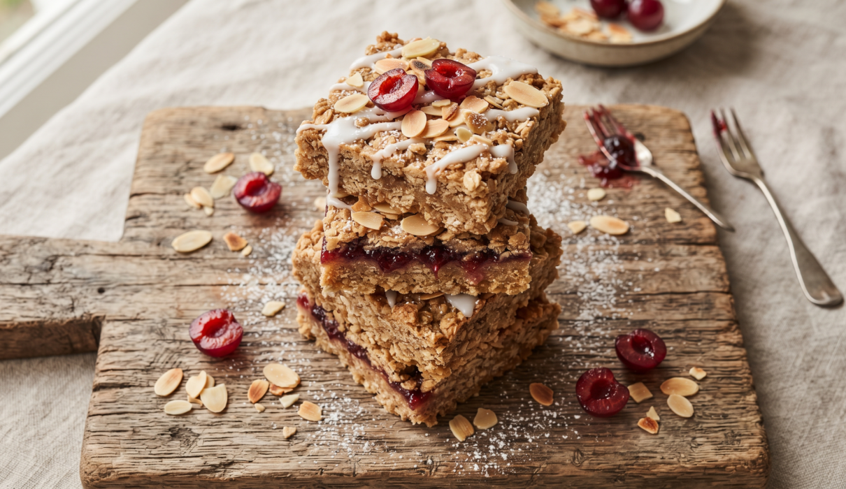 Cherry Bakewell Flapjack Traybake