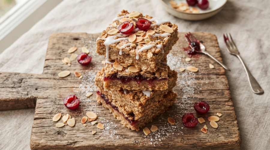 Cherry Bakewell Flapjack Traybake